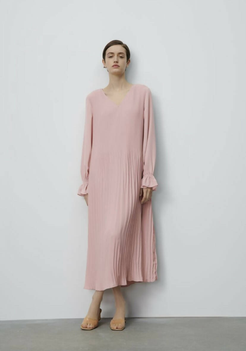 Zara Modest Powder Pink Midi Dress Size: M