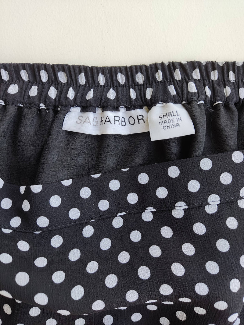 Polka Dotted Midi Black Skirt Size: S-M