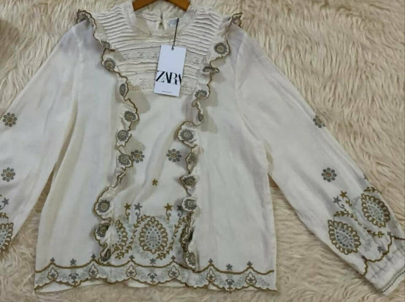 Original Zara embroidered blouse size L