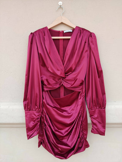 LARGE Glamaker Burgundy Dress with Front Cut Out