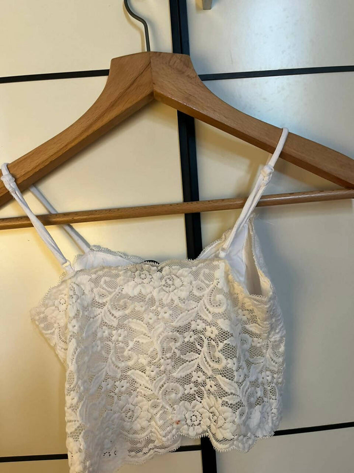Bershka Sexy White Crop Top Size M