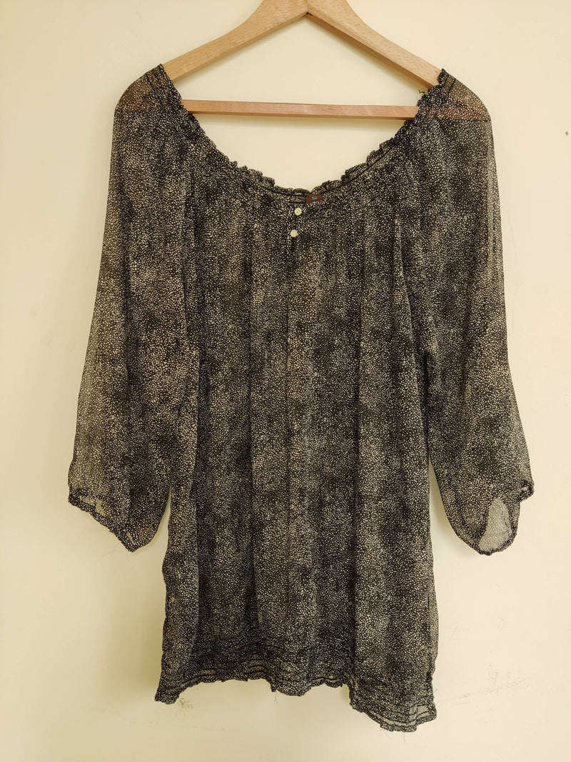 Loose Patterned See-Through Blouse XL (52)