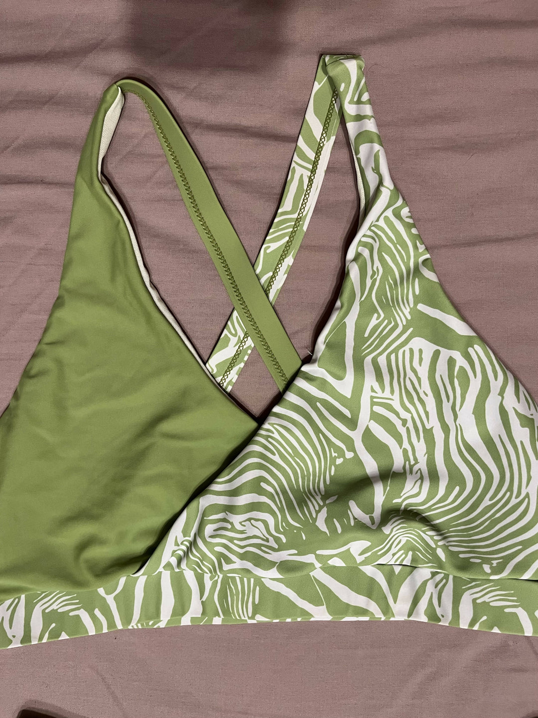 SHEIN White & Green Bikini Size L