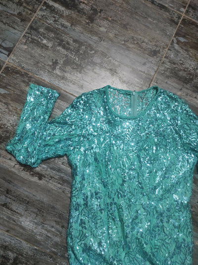 Sequins Turquoise Dress Size 46