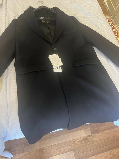 Black Wool Zara Blazer Coat Size XXL