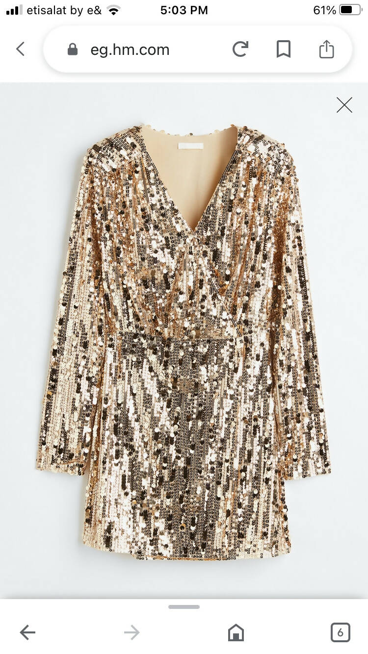 H&M Gold Sequin Dress. Size: L