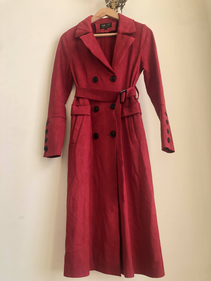 Wine Red Long Coat Size: S