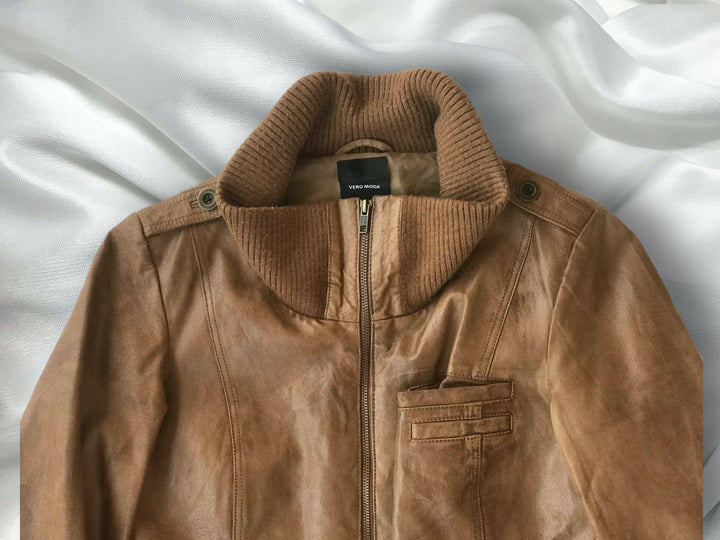 Camel Leather Vero Moda Vintage Jacket M-L