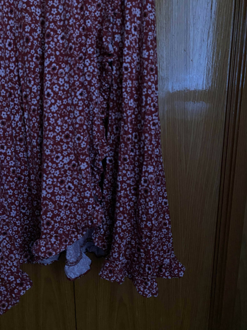 PULL&BEAR Floral Red and White Dress