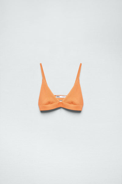 Zara Orange Knit Bralette Size S