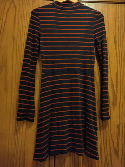 Mango Navy Orange Stripe A-line mid-length dress Size: S