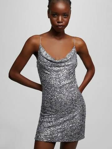 NEW Pull and Bear Silver Sequin Dress Size M WITH TAG