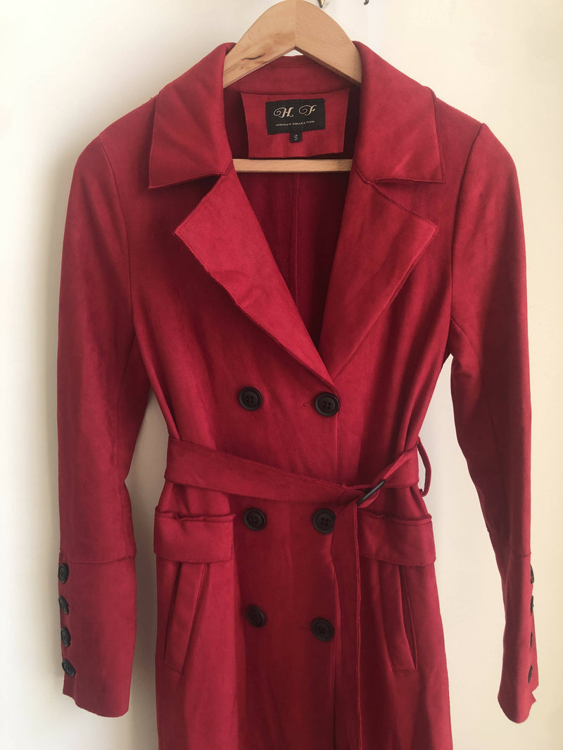 Wine Red Long Coat Size: S