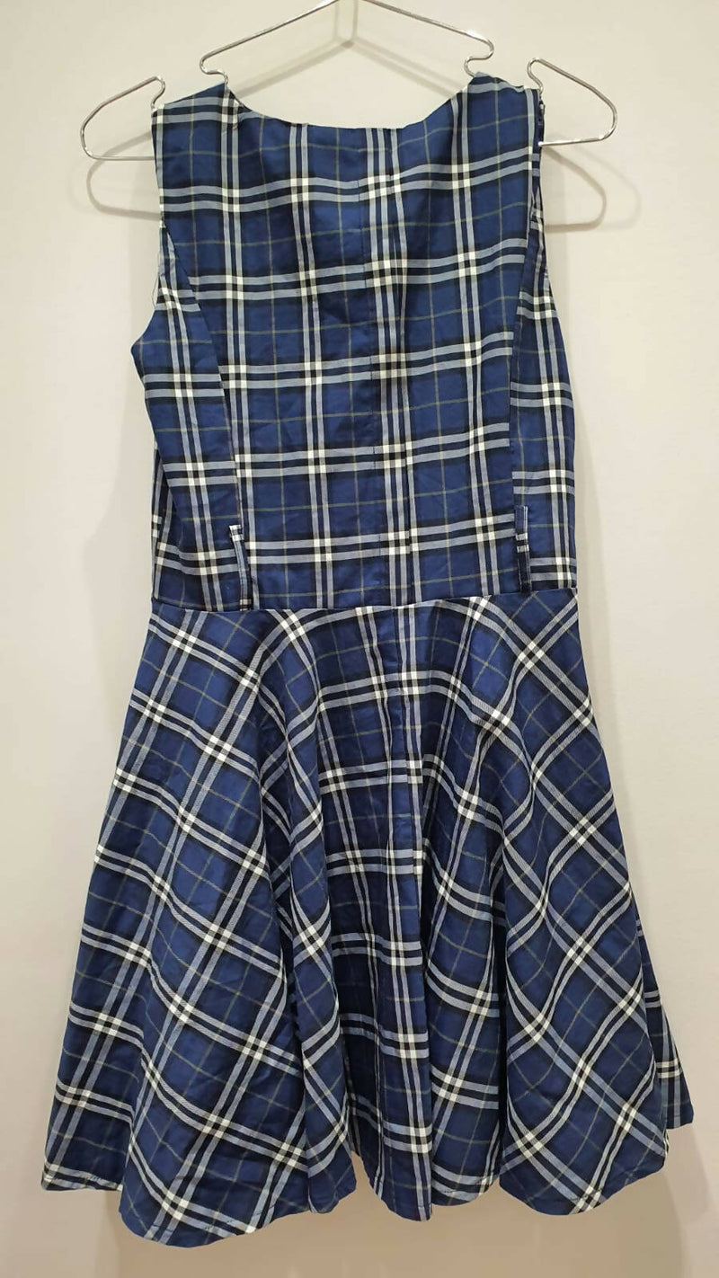 Blue Plaid Cute Dress Size S