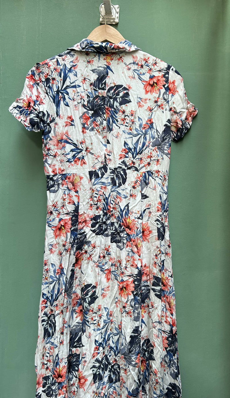 Promod White Floral Dress Size S-M