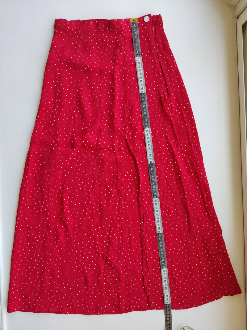 Polka Dot Red Skirt with Slit Size: S