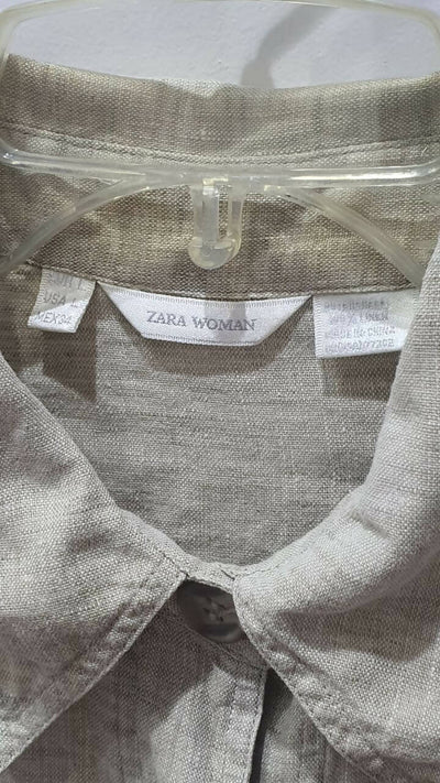 100% linen long-sleeved Shirt ZARA Woman Size L