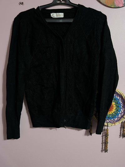 Black wool cardigan