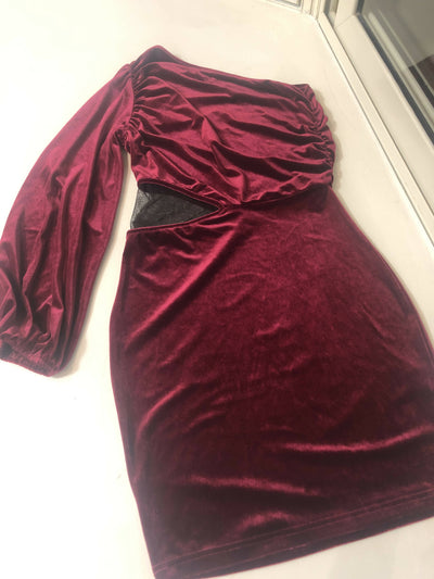 Burgundy One Shoulder Dress Size M