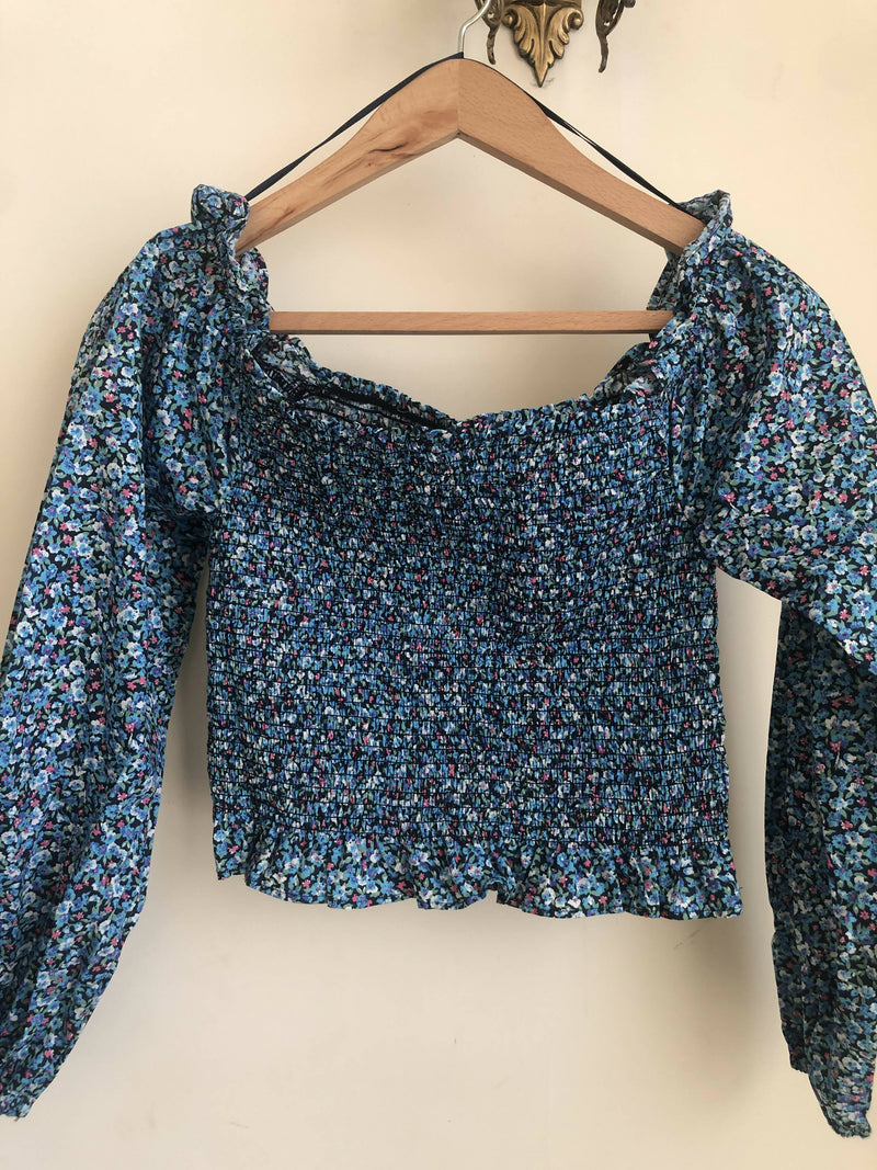 TALLY WEIJL Off Shoulder Long Sleeved Floral Top Size: M