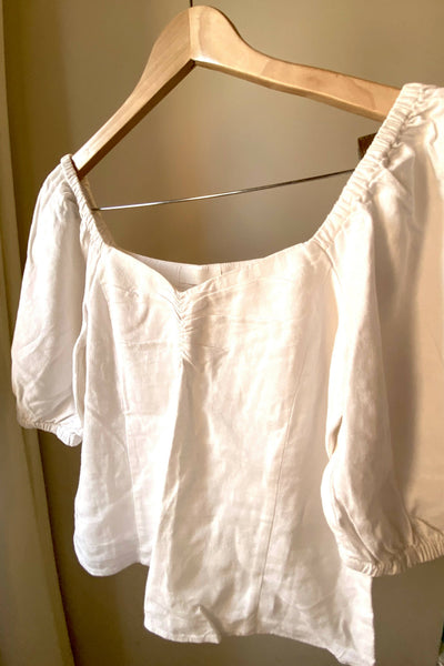 New H&M Linen Blend White Top Size M