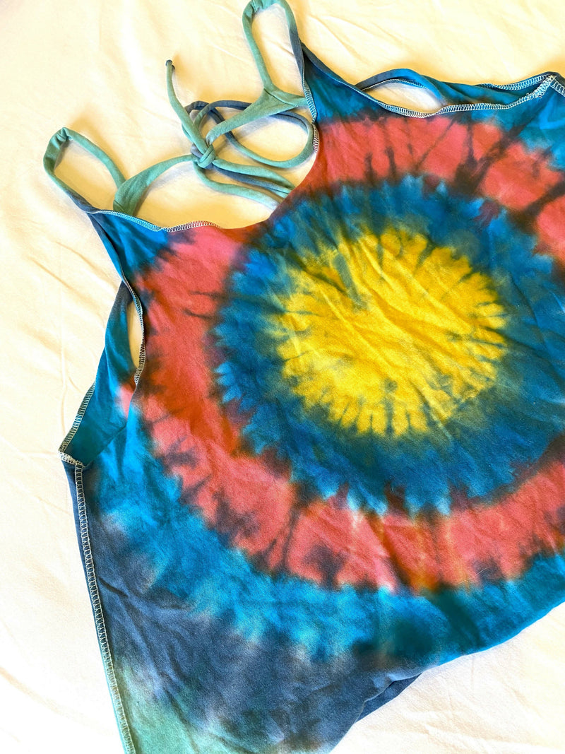 Tie Die Multicolour Open Back Beach Top