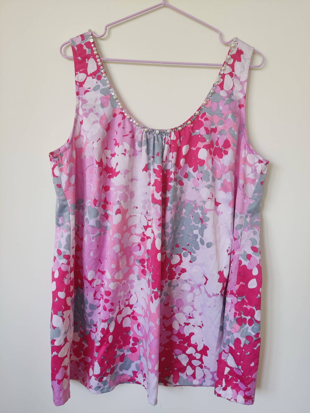 XL Pink & White Sleeveless Top