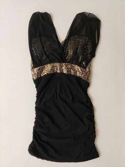 Black & Gold Sequin Top Dress Size S (BRAND NEW)