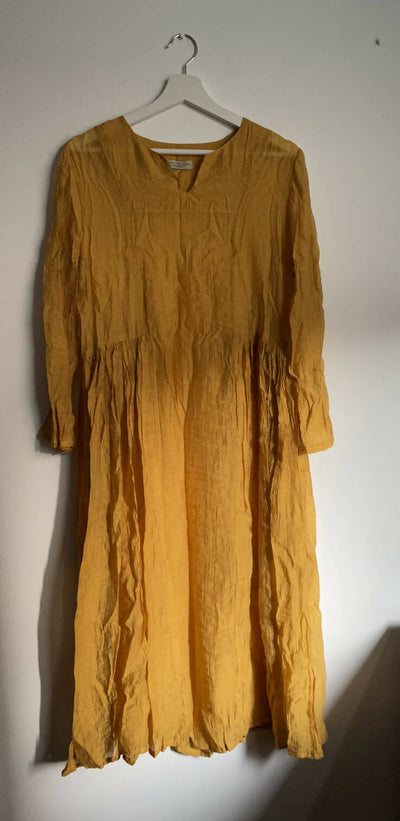 Free Size Yellow Linen Dress