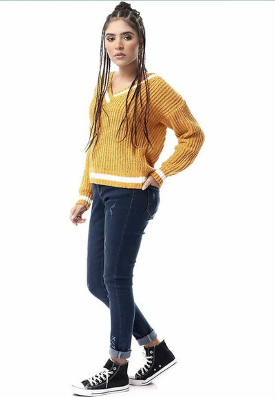 BRAND NEW WITH TAG: RAViN Women's Chunky Knit Mustard Pullover