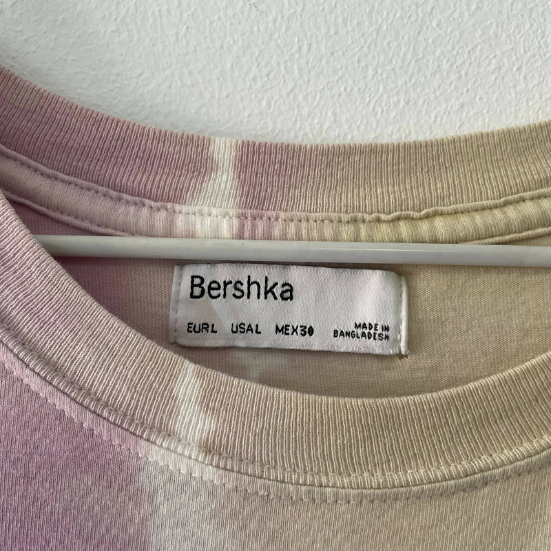 Bershka Cropped Tie-dye Large Tshirt with Adjustable Waist