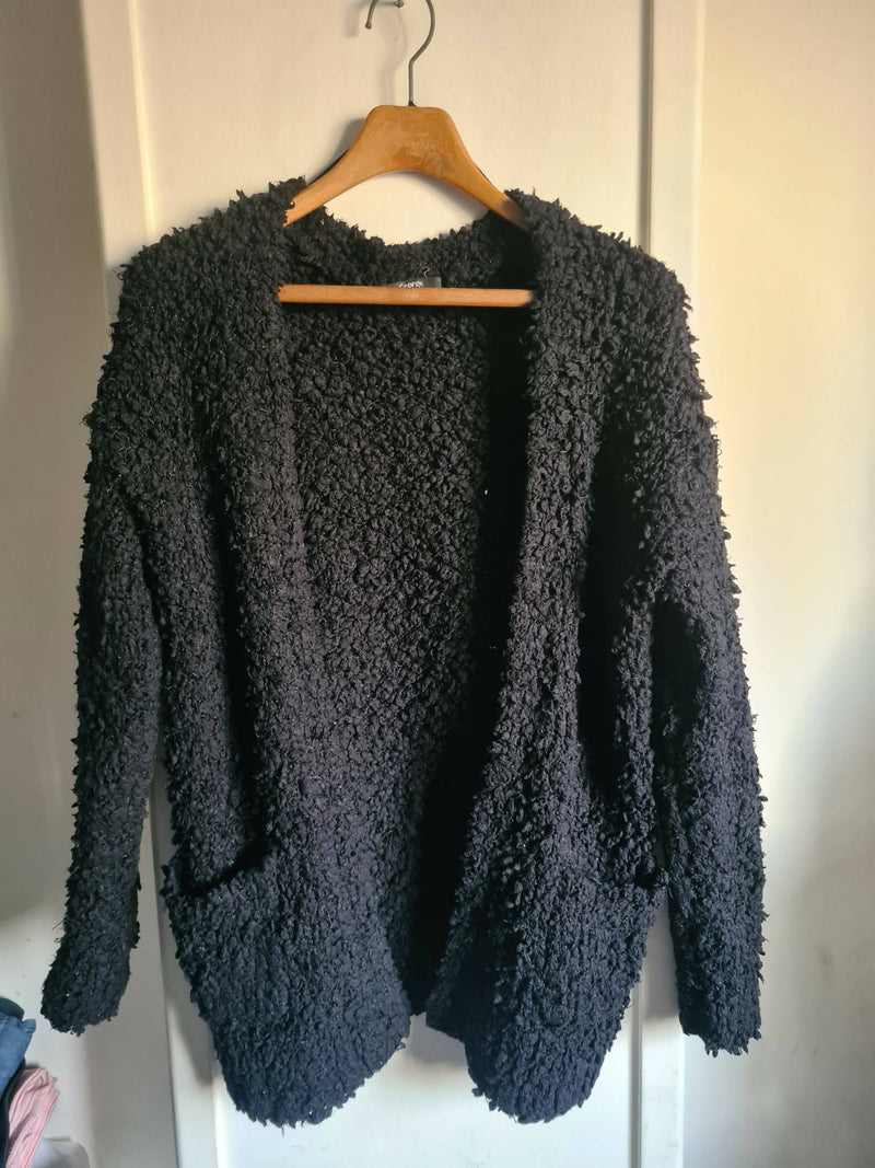 George Sherpa Black Cardigan Size S