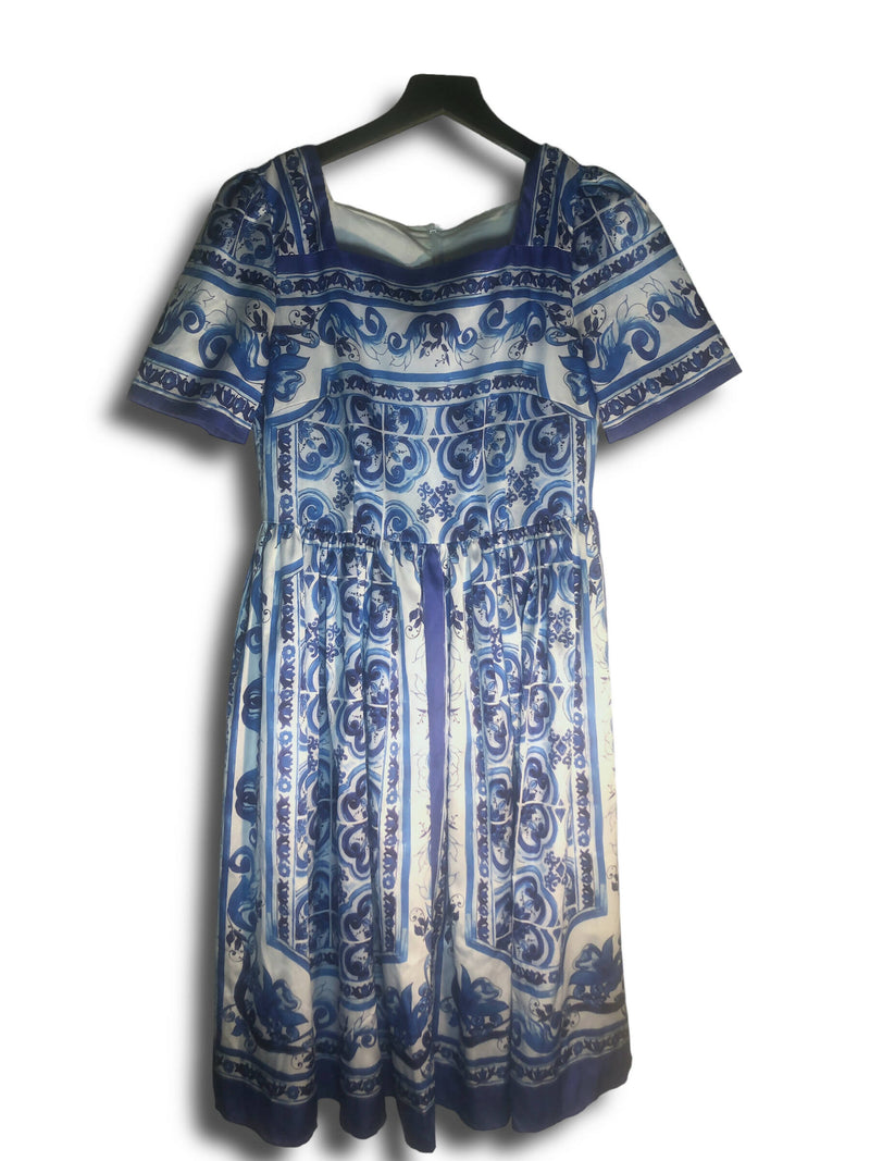 Blue Patterned Dress Size: S