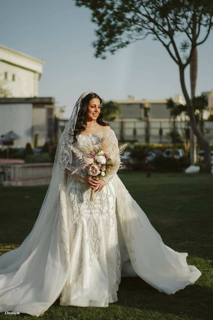 Khafaga Designs Wedding Dress with Veil XL