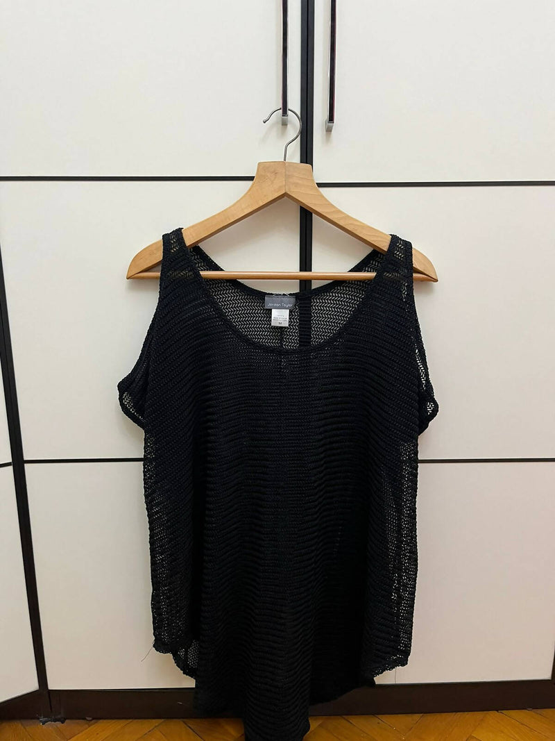 Black See Through Top/ Dress Open Shoulders Size M