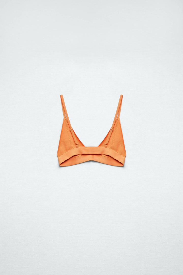 Zara Orange Knit Bralette Size S