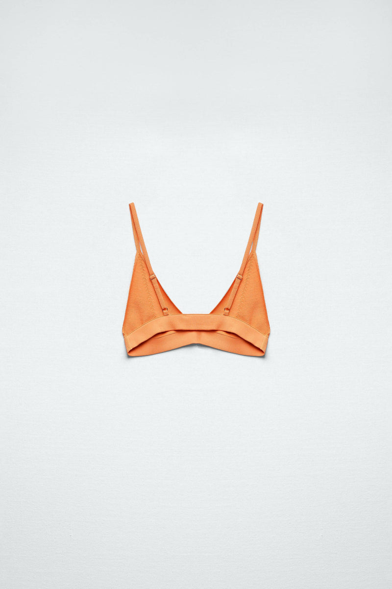 Zara Orange Knit Bralette Size S