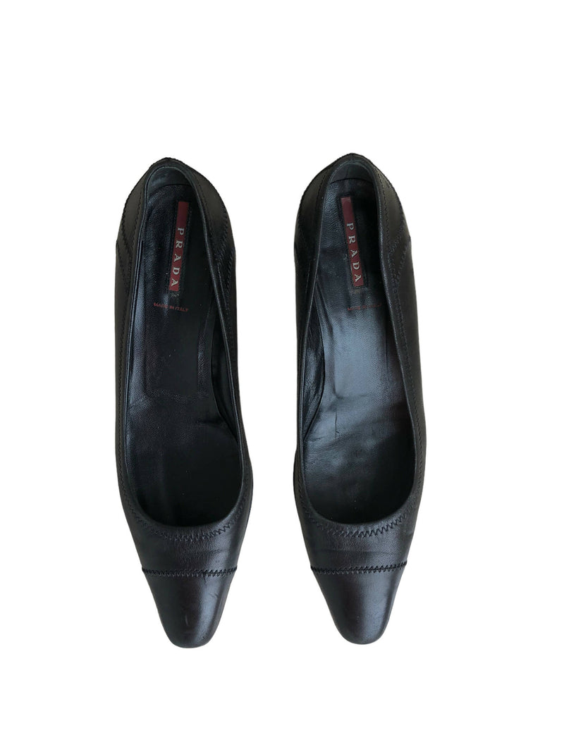 PRADA Vintage Black Kitten Heels Size 38.5