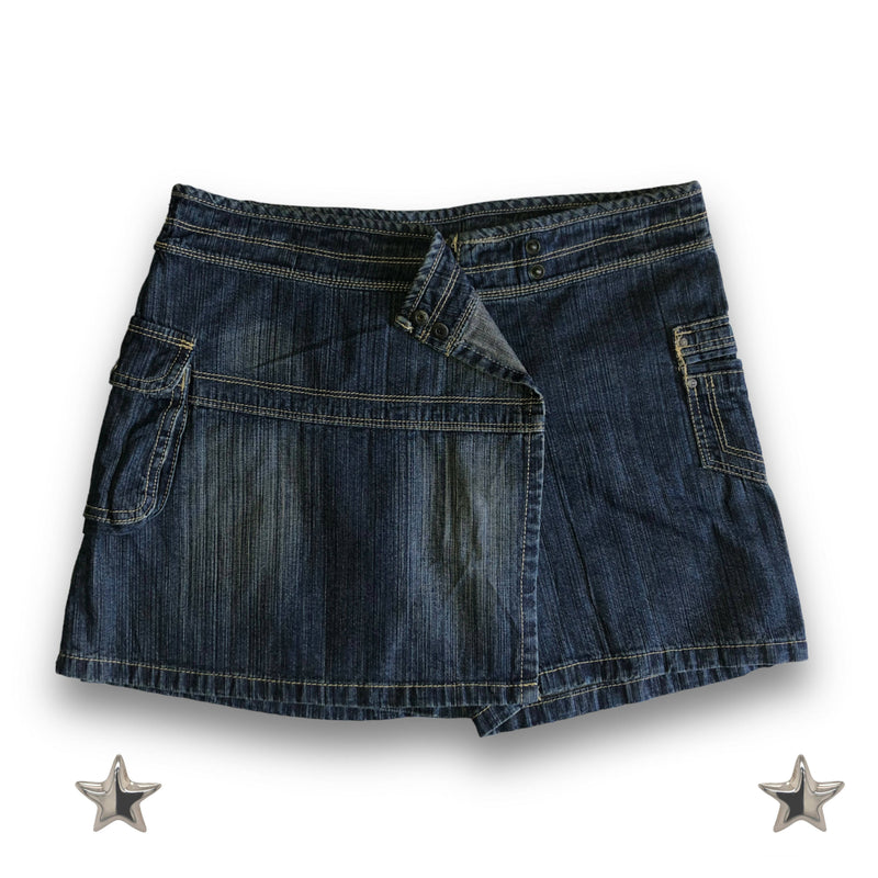 Asymmetrical Jean Skort Size: S/M