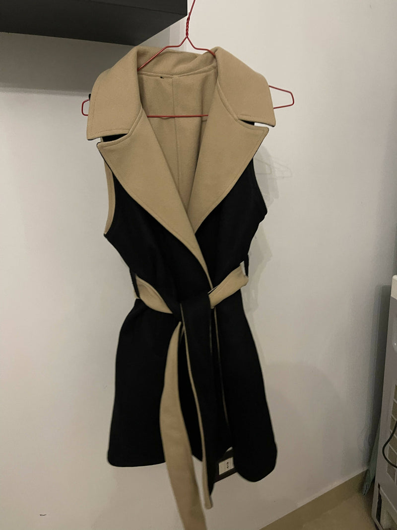 HK Designs Double-face Sleeveless Coat / vest in black and beige Size L