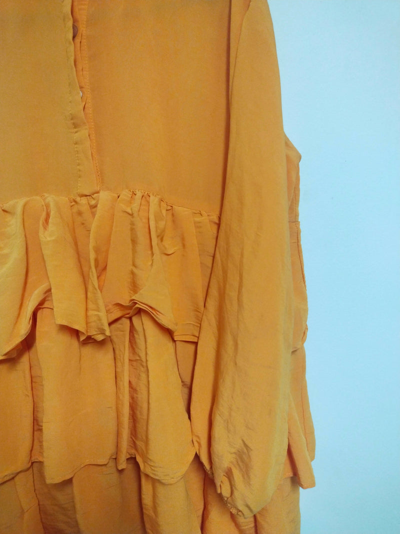 Mustard Ruffle Layered Dress/Tunic size: S/ 36-38