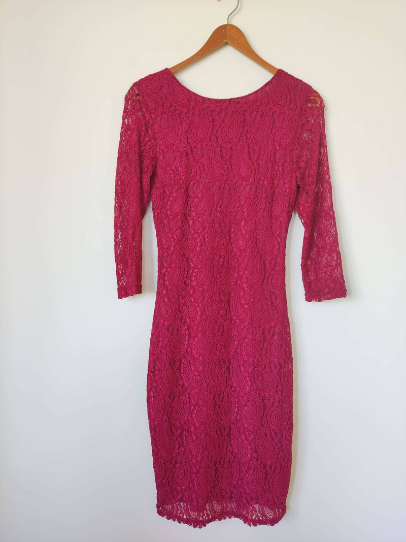 Small Red Lace Midi Dress