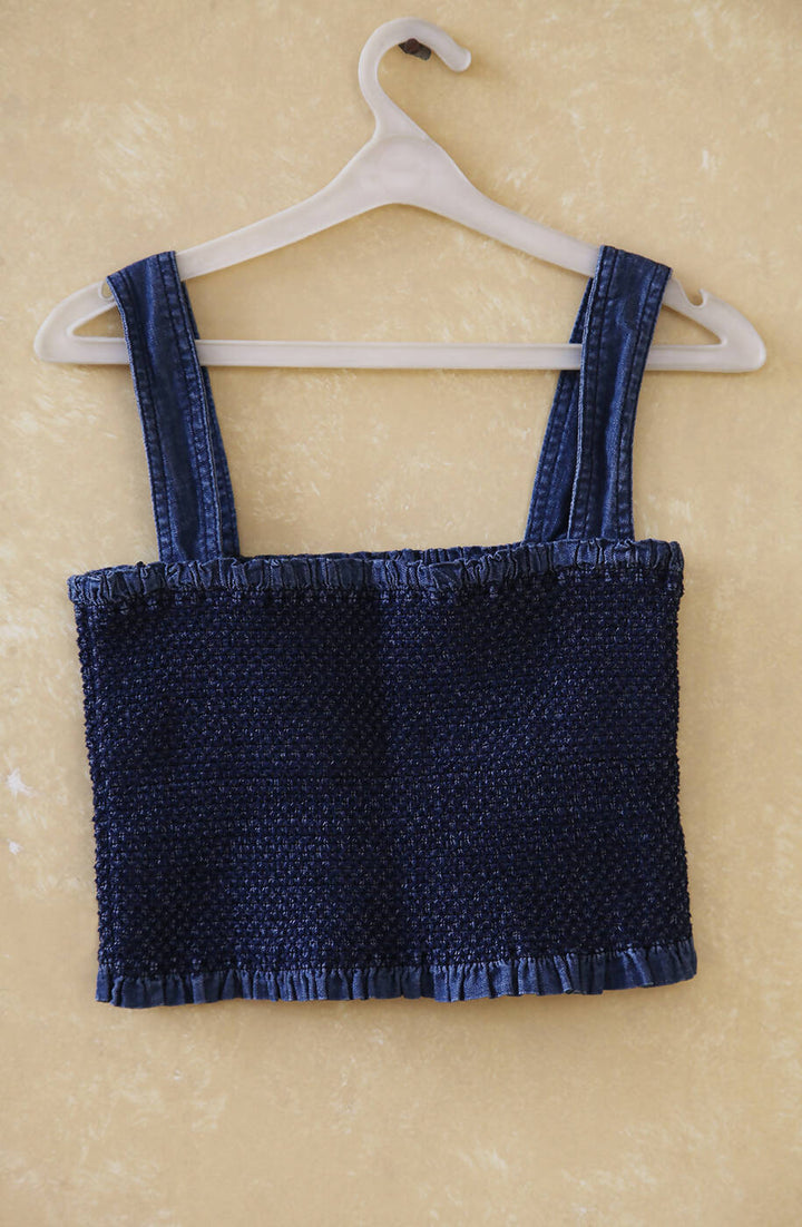 Stradivarius Wide Strap Denim Crop Top Size S