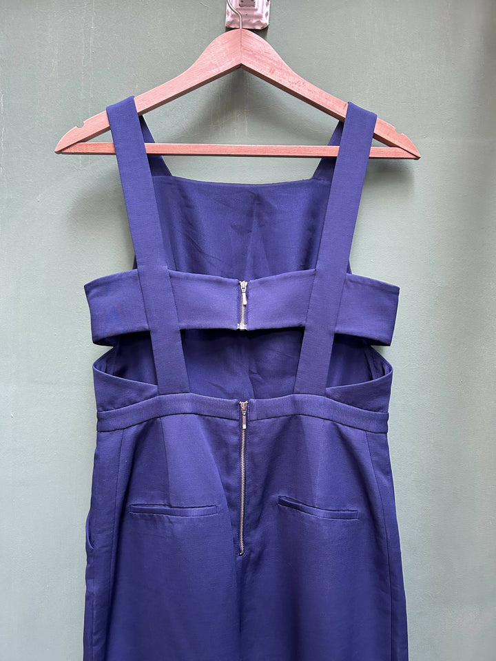 Blue/Purple Sleeveless Jumpsuit with Back Details Size L