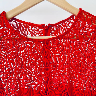 REISS Red Woven Lace Knit Dress - Size US 2 (Small)