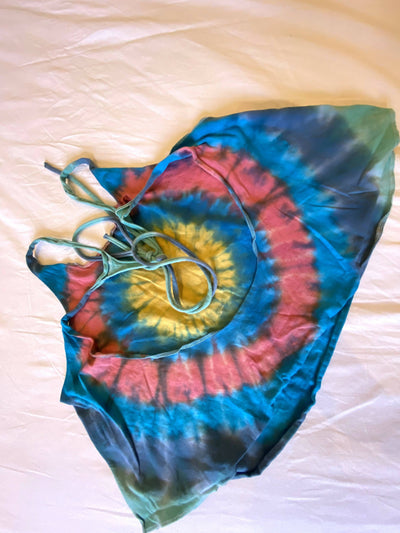 Tie Die Multicolour Open Back Beach Top