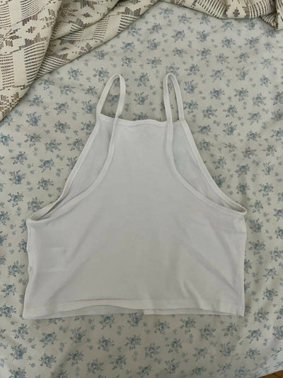 H&M White Cropped Top Size S
