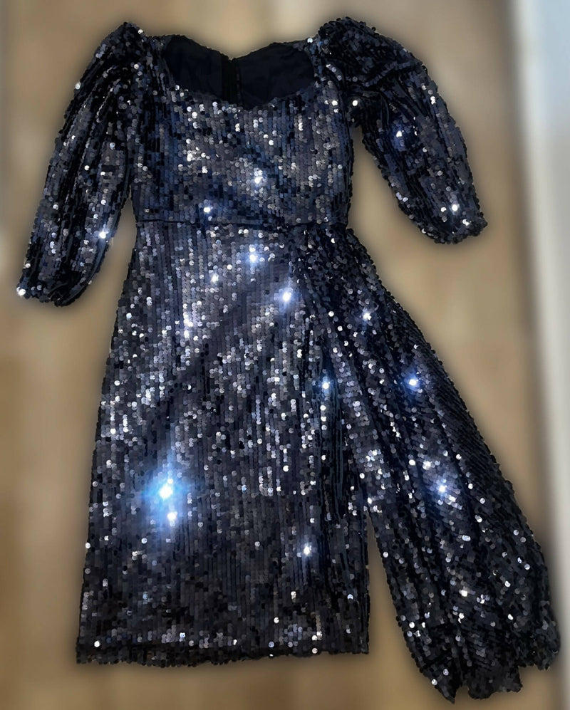 Disco Fabric Navy Blue Dress