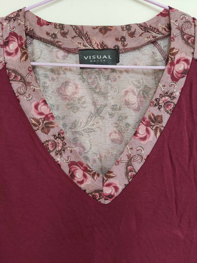 Floral Burgundy Top Size M-L