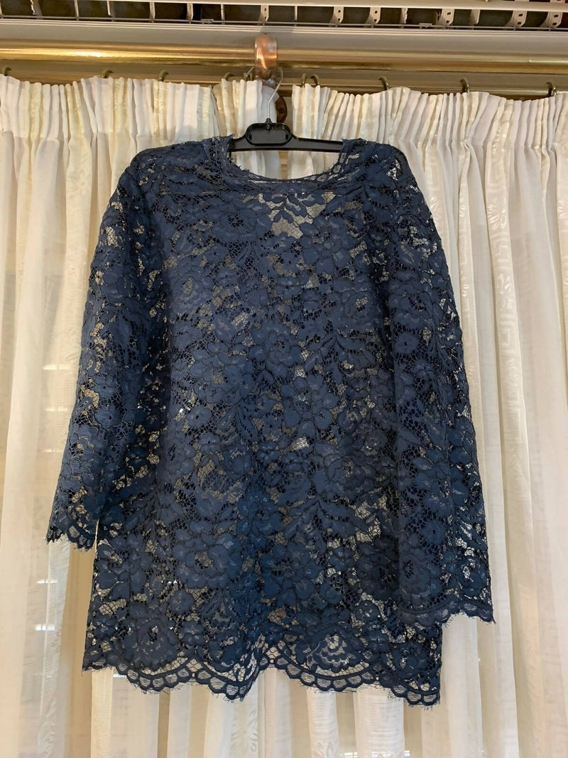 Petroleum Blue/Navy Lace Blouse Size L